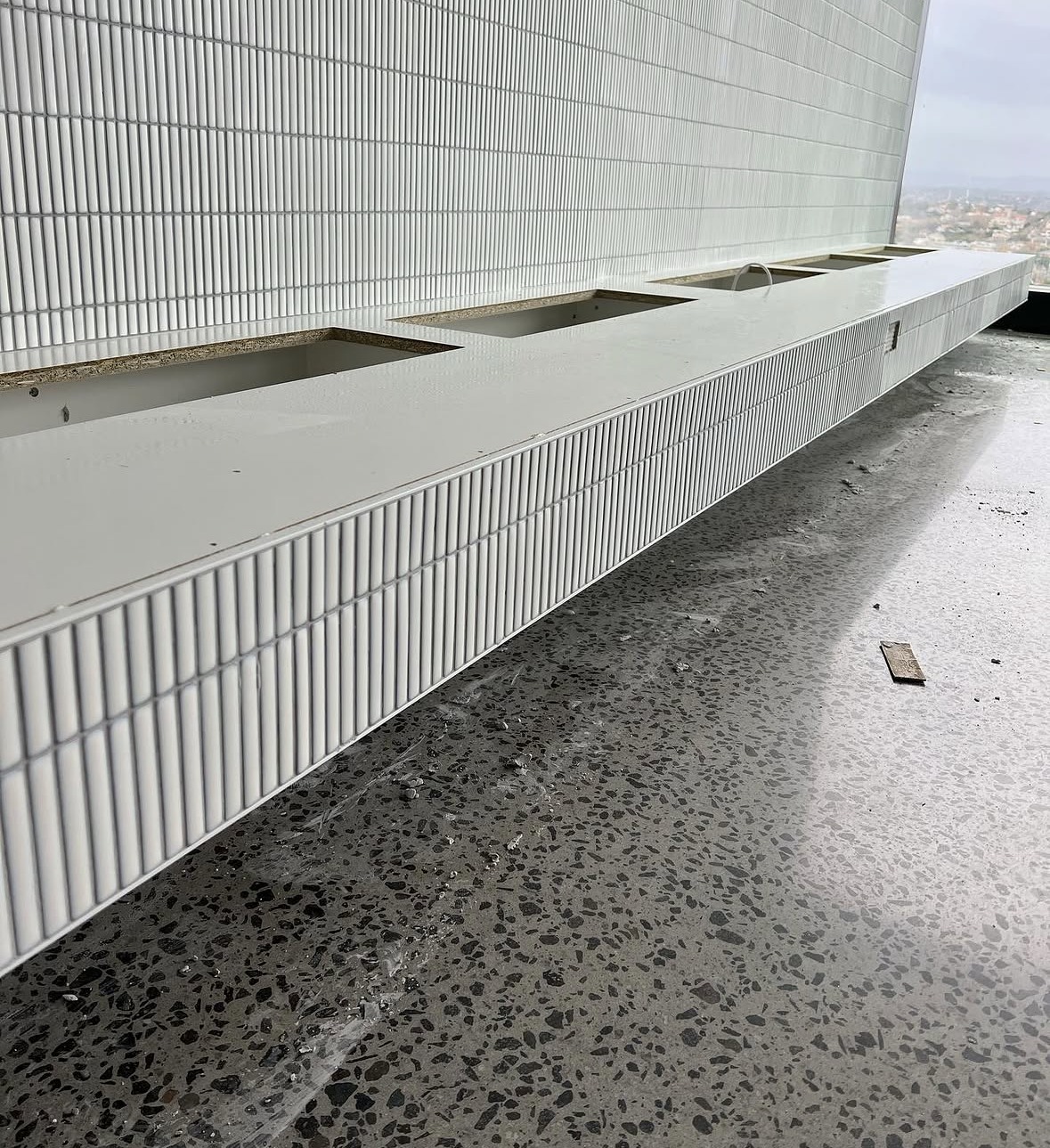 Detail of finished commercial tiling