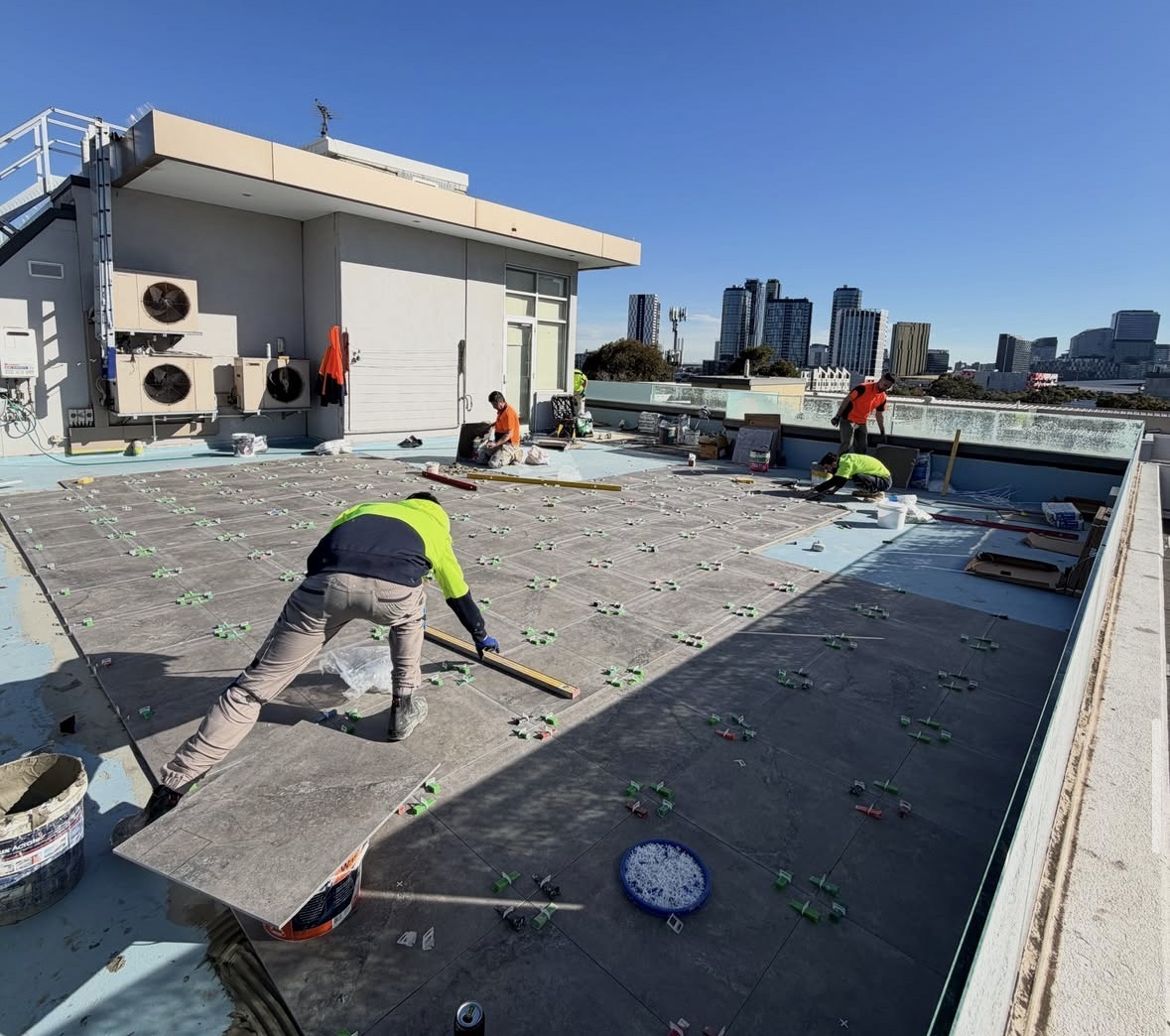 Screeding in progress on a commercial floor